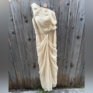 Cocomelody One-Shoulder champagne Evening Gown